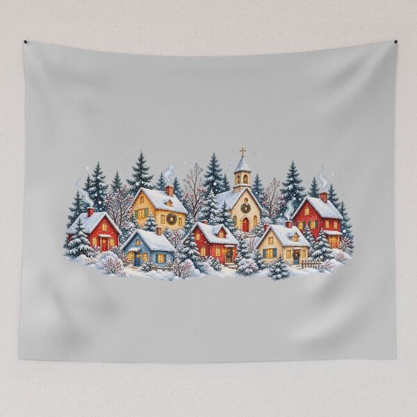 Item preview, Cozy Snowy Colorful Christmas Village designed and sold by Fun In The Sun .