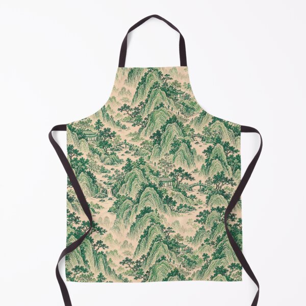 Item preview, Emerald Shanshui Mountains – Chinese-Inspired Landscape Toile Pattern designed and sold by Bodique.