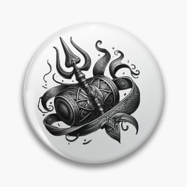 Item preview, Mahadev Trishul Shiva Warrior – Black & White Sacred Hindu Art Sticker designed and sold by Sukuun.