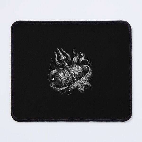 Item preview, Mahadev Trishul Shiva Guerrero – Pegatina de arte hindú sagrado en blanco y negro designed and sold by Sukuun.