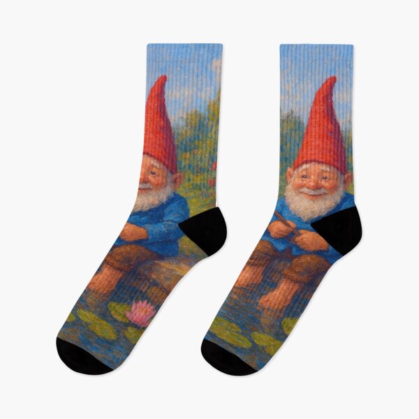 Item preview, Garden Gnome Fishing – Whimsical Fantasy Garden Artwork designed and sold by GalleryKauffeld.