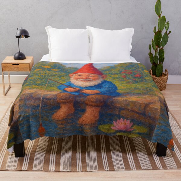 Item preview, Garden Gnome Fishing – Whimsical Fantasy Garden Artwork designed and sold by GalleryKauffeld.