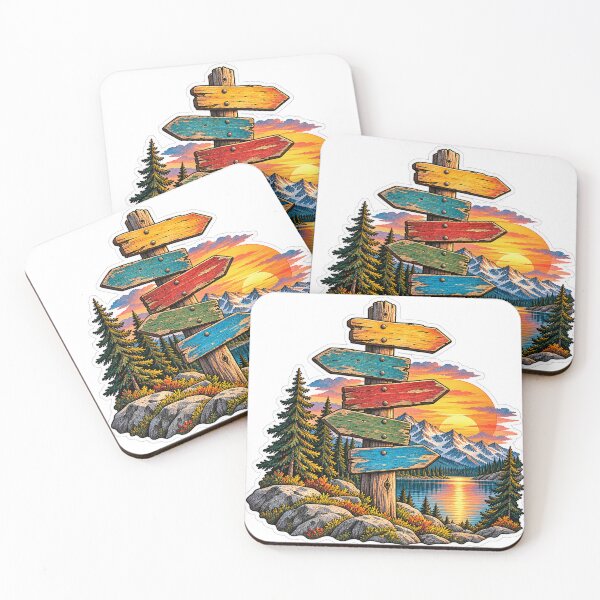 Item preview, Signpost at the mountain lake Hiking Alps Outdoor Adventure designed and sold by LongIslandDesgn.