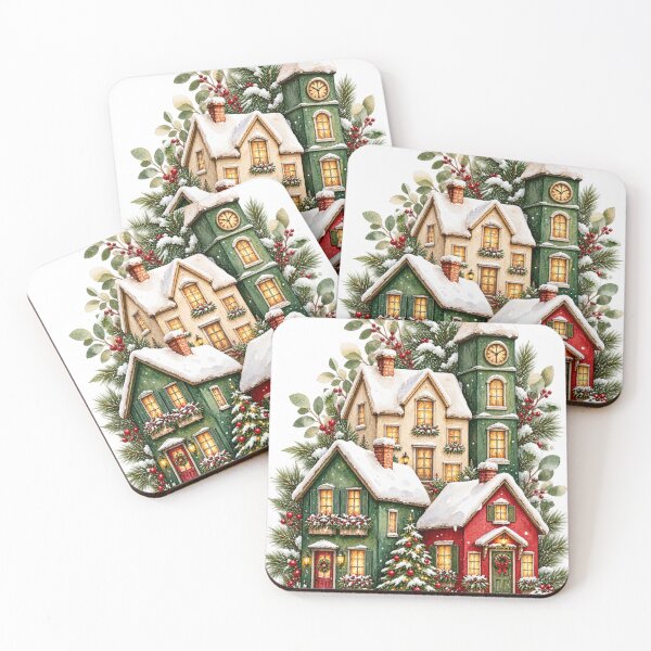 Item preview, Festive Watercolor Christmas Village designed and sold by Fun In The Sun .