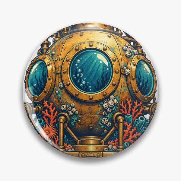 Item preview, Steampunk submarine, deep sea ocean, coral, brass designed and sold by LongIslandDesgn.