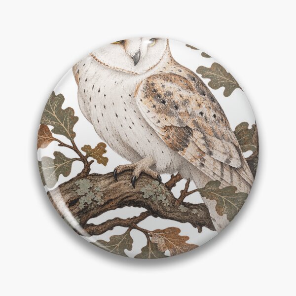 Item preview, Barn owl on oak branch, bird, autumn forest, nature designed and sold by LongIslandDesgn.