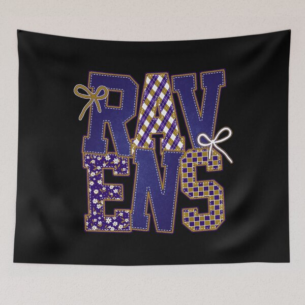 Item preview, Ravens Floral Coquette Bow Denim-effect Football Team Spirit designed and sold by RockTheFeal.