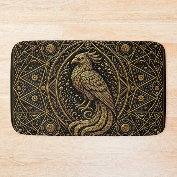 Item preview, Golden Phoenix Mythical Bird - Sacred Geometry Art Deco Print designed and sold by Breezes-of-Ida.
