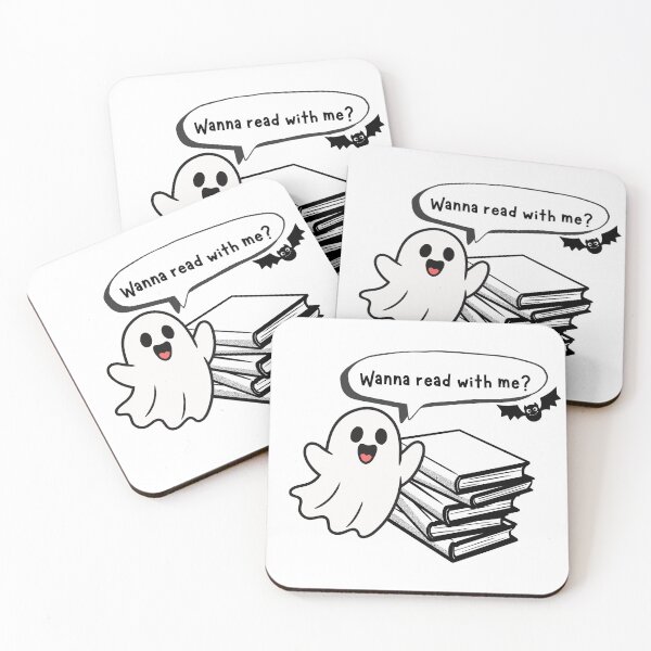 Item preview, Cute Ghost Reading Books with Little Bat – Cozy Halloween Book Lover designed and sold by Kikruw.