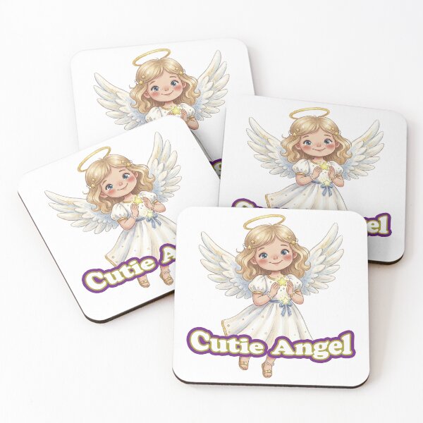 Item preview, Cutie Angel Cute Blonde Girl with Golden Halo and Wings Kawaii Art designed and sold by LOVEARTDESIGN.