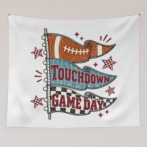 Item preview, Touchdown Game Day Vintage Football Pennant Graphic designed and sold by CozyCubs-Art.