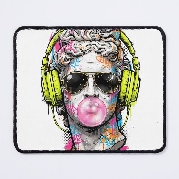 Item preview, Modern David Statue - Renaissance Pop Art with Headphones and Bubblegum designed and sold by Lazoni.