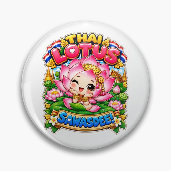 Item preview, Cute Thai Lotus Sawasdee – Thailand Flower Kawaii Art designed and sold by Pali's shop.