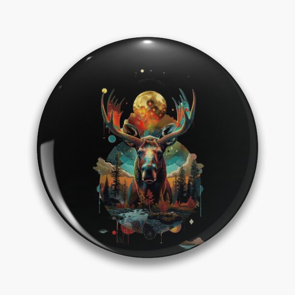 Item preview, Abstract Watercolor Forest Moose Wilderness Mandala Print designed and sold by AricMD56.