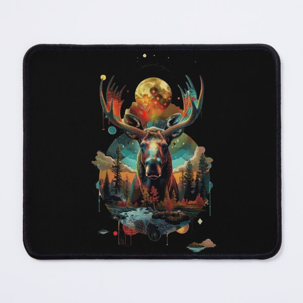 Item preview, Abstract Watercolor Forest Moose Wilderness Mandala Print designed and sold by AricMD56.