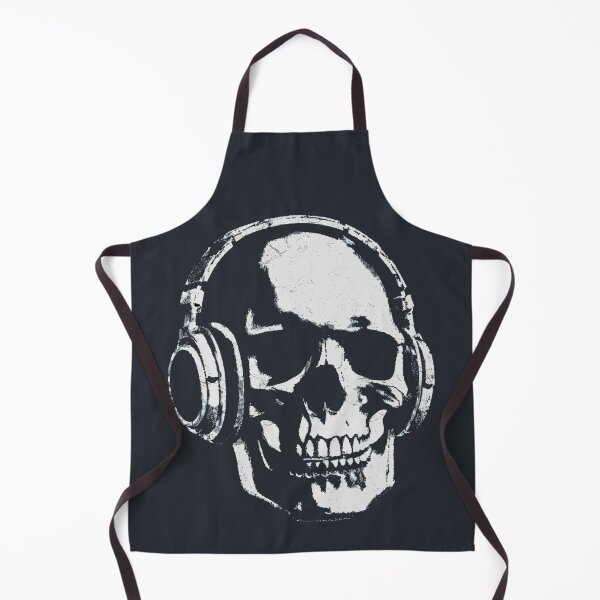 Item preview, Vintage Skull Wearing Headphones designed and sold by CreepyCornerArt.