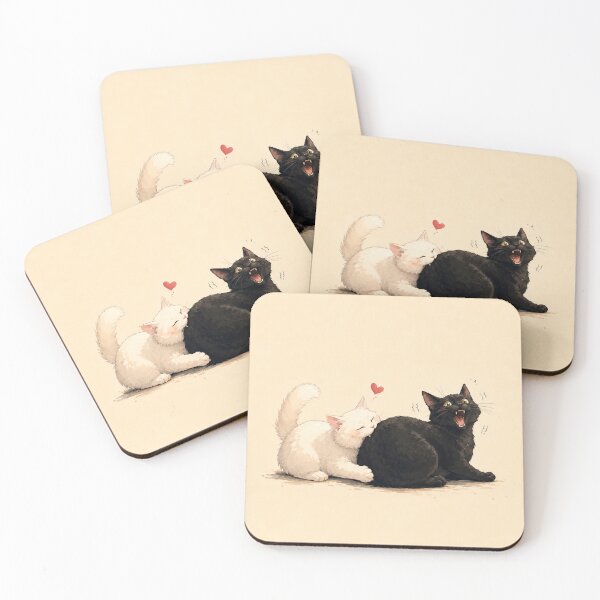 Item preview, White Cat and Black Cat Illustration designed and sold by elarisstudio.
