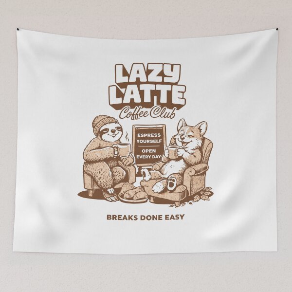 Item preview, Lazy Latte Coffee Club Poster designed and sold by Matinez Pink.