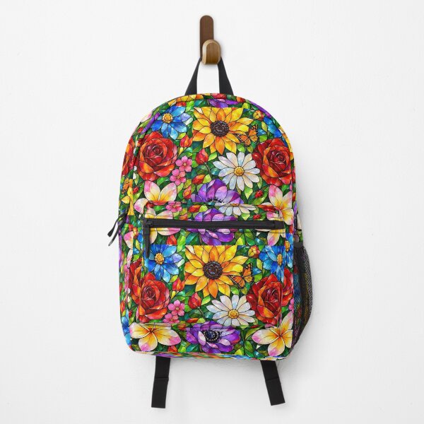 Item preview, Vibrant Stained Glass Floral Garden – Colorful Flowers & Butterfly Art designed and sold by vinothmech53.