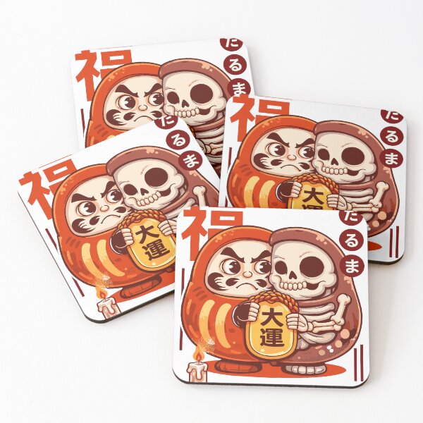 Item preview, Japanese Daruma Doll and Skeleton Poster designed and sold by Matinez Pink.