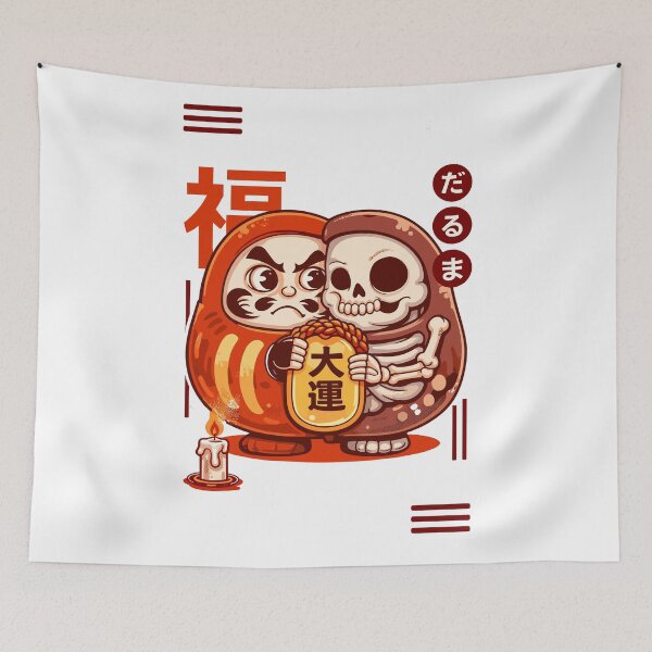 Item preview, Japanese Daruma Doll and Skeleton Poster designed and sold by Matinez Pink.
