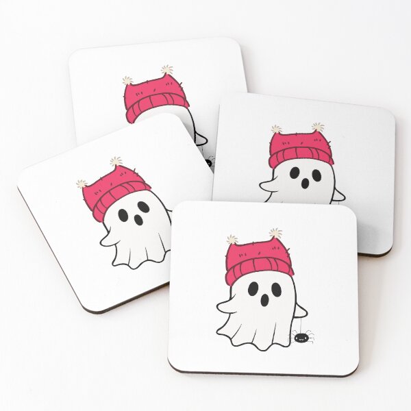 Item preview, Cute Ghost in Red Beanie with Tiny Spider – Cozy Halloween designed and sold by Kikruw.