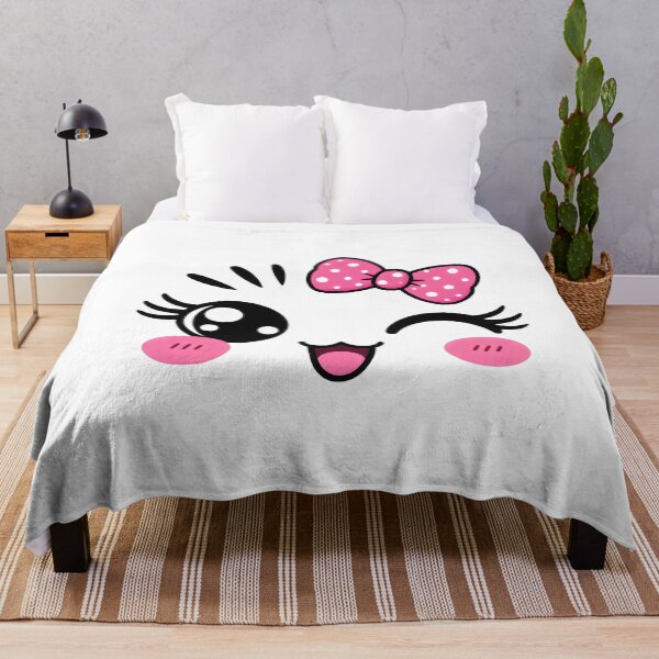 Item preview, Cute Kawaii Anime Face Winking Blushing with Rosy Cheeks designed and sold by leocreatives.