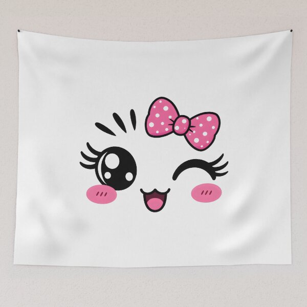 Item preview, Cute Kawaii Anime Face Winking Blushing with Rosy Cheeks designed and sold by leocreatives.