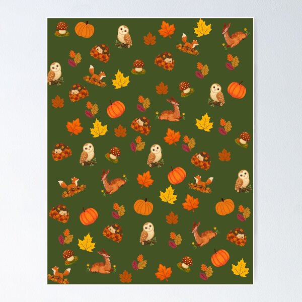 Item preview, Whimsy Autumn Forest Creatures Green designed and sold by Classicambience.