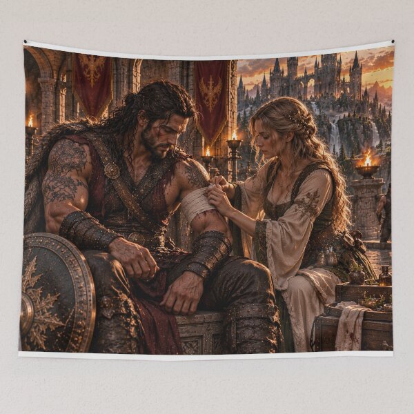 Artikelvorschau, The Wounded Warrior & The Healer – Fantasy Healing Scene entworfen und verkauft von BerlyArts.