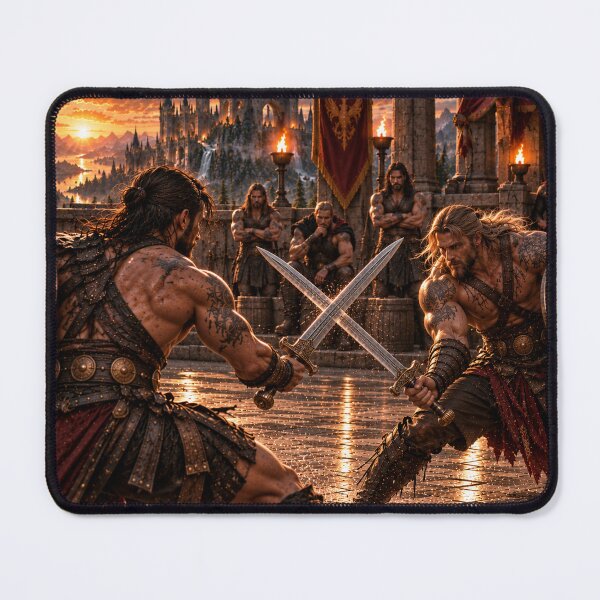 Artikelvorschau, Fantasy Warriors – Tattooed Warriors Training with Swords entworfen und verkauft von BerlyArts.