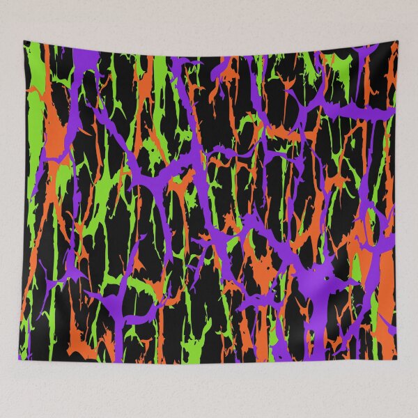 Aperçu de l'œuvre Motif abstrait craquelé, vieilli, violet, orange, vert et noir créée et vendue par ArtbyDebbieC.
