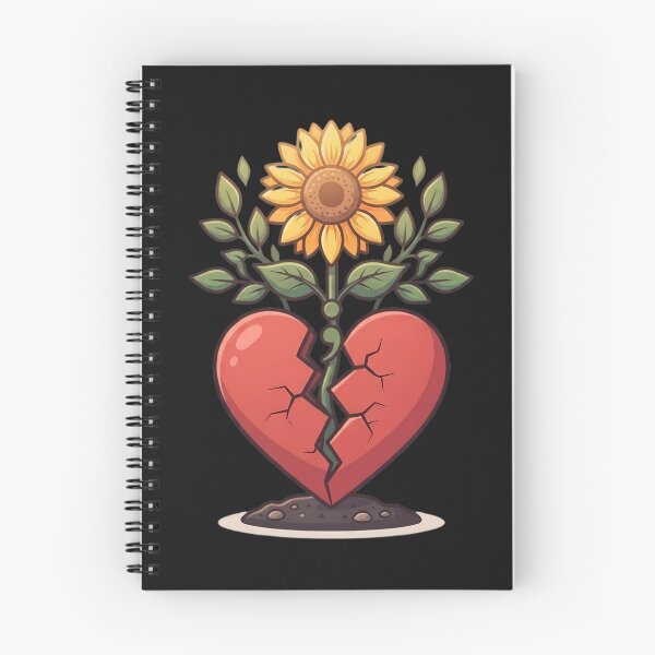 Item preview, Mental Health Sunflower Semicolon | Positive Self Care Awareness Design designed and sold by Flowing Colurs.