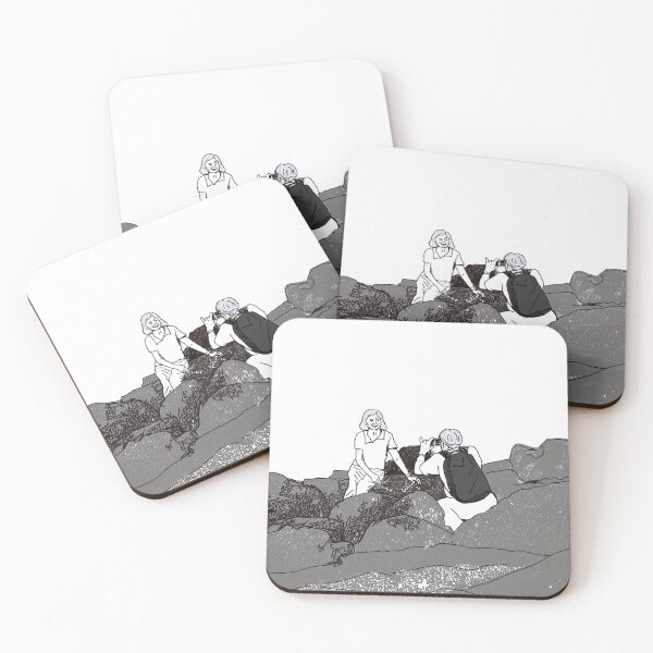 Artikelvorschau, Minimalistische Illustration eines Fotografen, der auf Felsen fotografiert. entworfen und verkauft von Guthries.