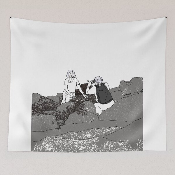 Item preview, Minimalist Illustration Of Photographer Taking Photo On Rocks designed and sold by Guthries.