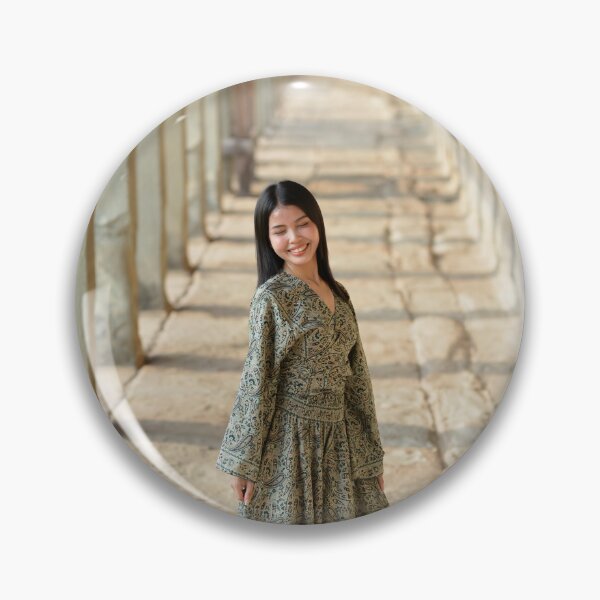 Item preview, Asian Woman In Patterned Dress Posing In Ancient Stone Corridor    designed and sold by Zakaryb.