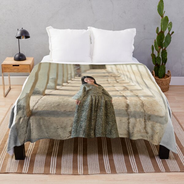 Item preview, Asian Woman In Patterned Dress Posing In Ancient Stone Corridor    designed and sold by Zakaryb.