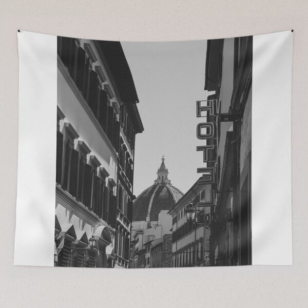 Item preview, Black And White View Of Narrow Alley Heading To Florence Cathedral    designed and sold by Zakaryb.