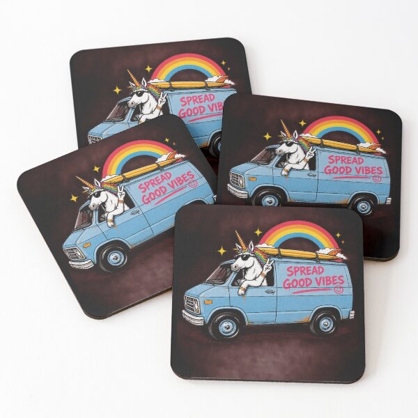Item preview, Unicorn Driving Van Spread Good Vibes Rainbow-86 designed and sold by DolphLager.