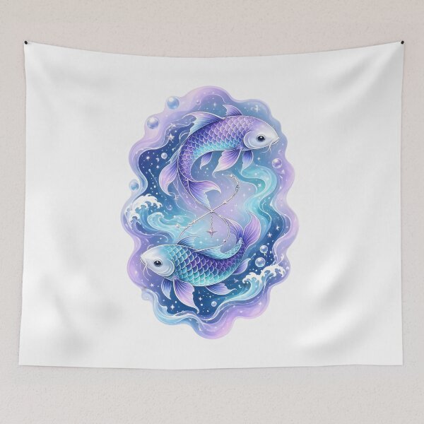 Artikelvorschau, Fische-Symbol (vertäumtes Aquarell) entworfen und verkauft von Zodiac Celestial Art.