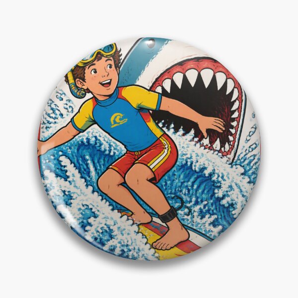 Item preview, Retro Surfer Boy vs Shark Ride Waves Art-18 designed and sold by DolphLager.