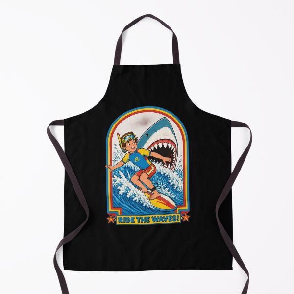 Artikelvorschau, Retro Surfer Boy vs Shark Ride Waves Art-18 entworfen und verkauft von DolphLager.