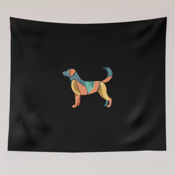Aperçu de l'œuvre Silhouette abstraite de chien multicolore aux lignes fines créée et vendue par GuadalupeKihn5.