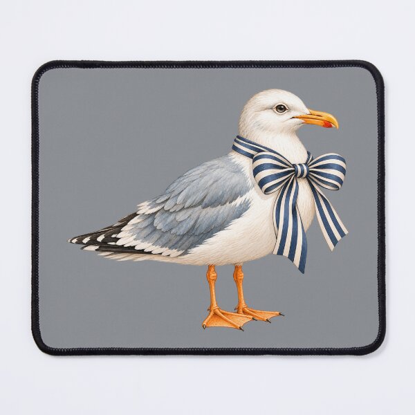 Item preview, Navy Blue Bow Festive Seagull | Coastal Nautical Seaside Bird Ocean Beach Aesthetic designed and sold by TheSlowShore.