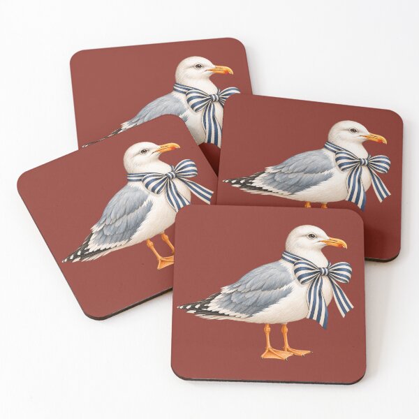 Item preview, Navy Blue Bow Festive Seagull | Coastal Nautical Seaside Bird Ocean Beach Aesthetic designed and sold by TheSlowShore.