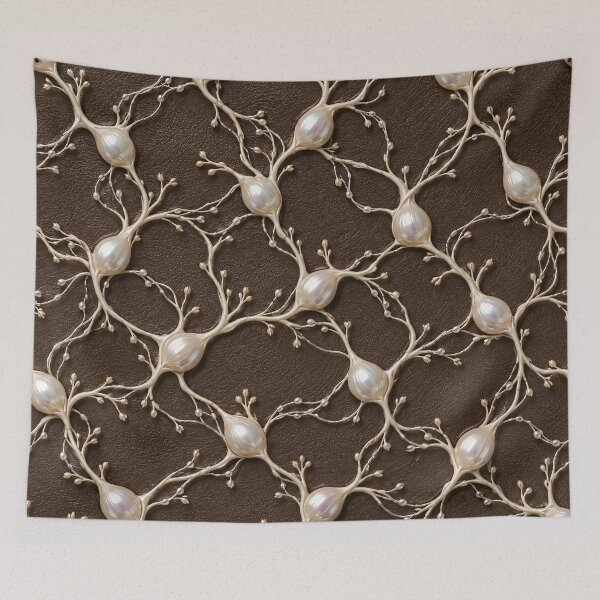 Item preview, Pearl Neuron Network on Chocolate Brown – Organic Neural Pattern designed and sold by Kaleidoscope Print.