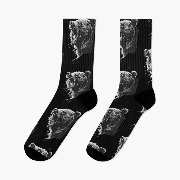 Item preview, Gritty High Contrast Roaring Grizzly Bear Sketch designed and sold by KristWaters77.