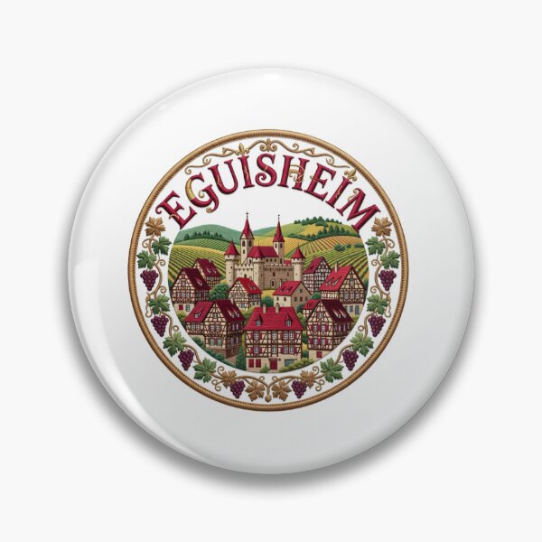 Artikelvorschau, Eguisheim, Frankreich, Elsass, Weindorf, Weinreben-Stickerei, Aufnäher entworfen und verkauft von Imaginarium of Chaos falcon88 .