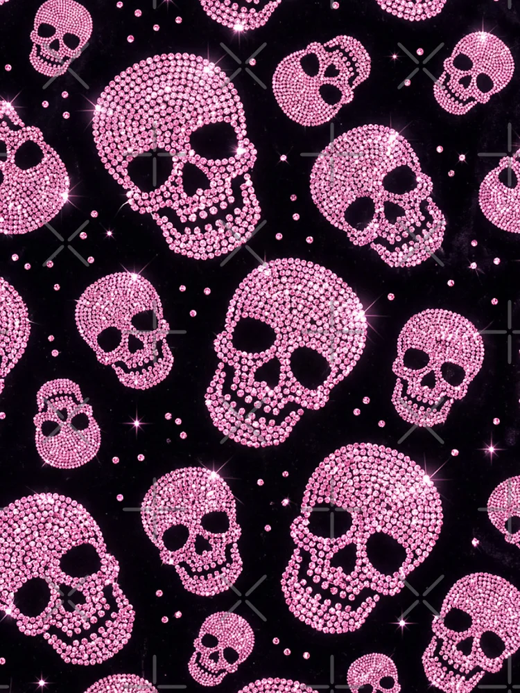 Thumbnail 4 of 4, iPhone Case, Pink Rhinestone Skull Pattern on Burgundy designed and sold by FASLab.