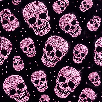 Artwork thumbnail, Pink Rhinestone Skull Pattern on Burgundy by FASLab